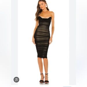 Michael Costello x revolve India midi strapless dress black and nude